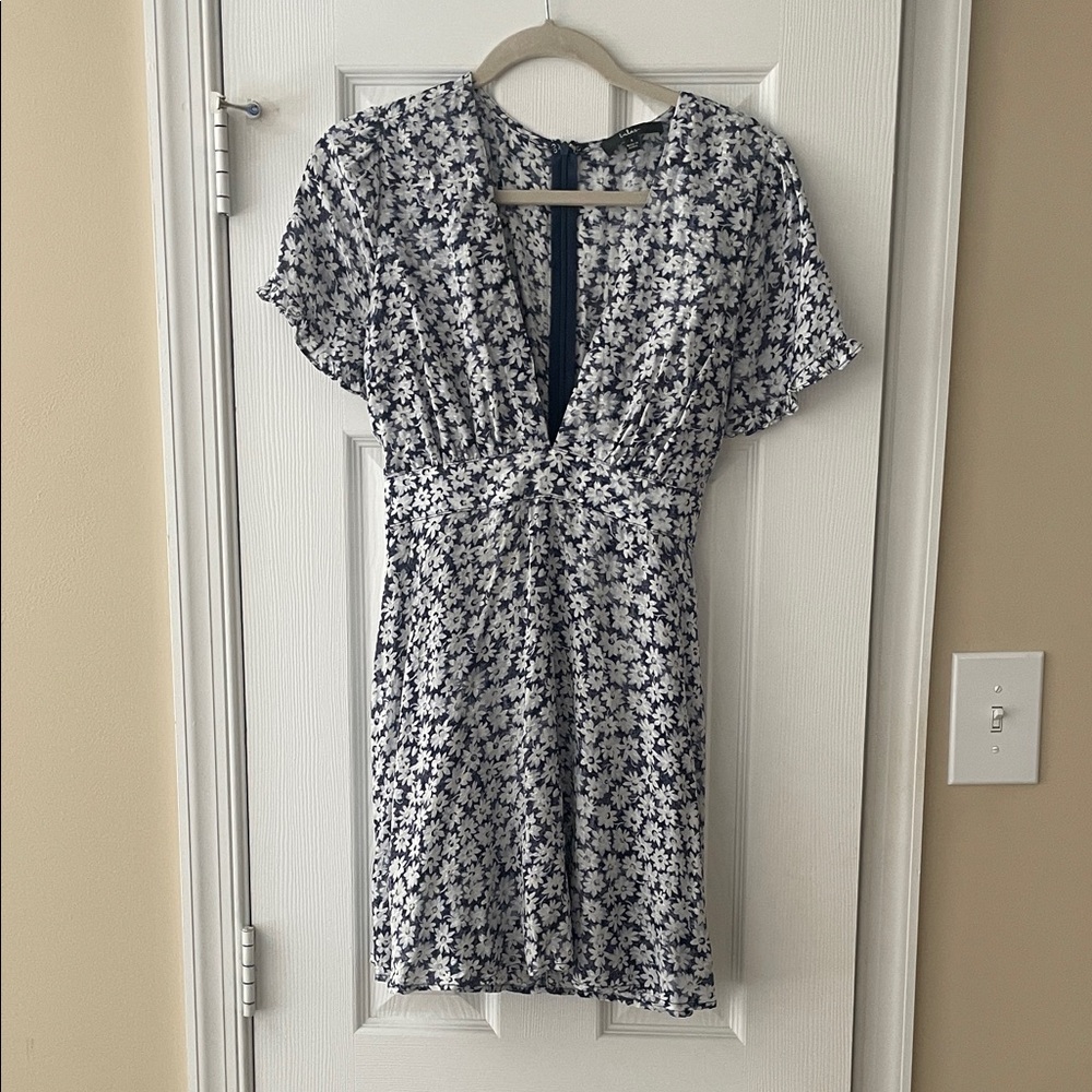 Lulu's Navy and White Floral Mini Dress